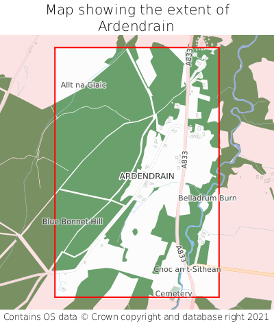 Map showing extent of Ardendrain as bounding box