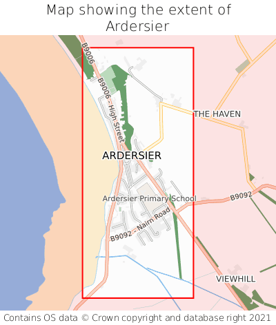 Map showing extent of Ardersier as bounding box
