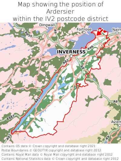 Map showing location of Ardersier within IV2