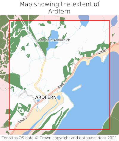 Map showing extent of Ardfern as bounding box
