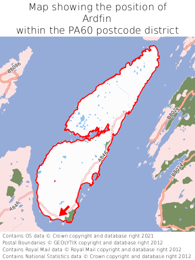 Map showing location of Ardfin within PA60