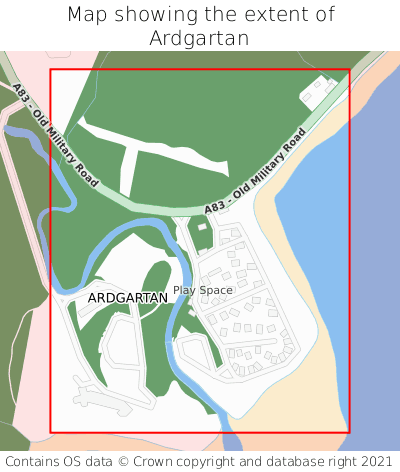 Map showing extent of Ardgartan as bounding box