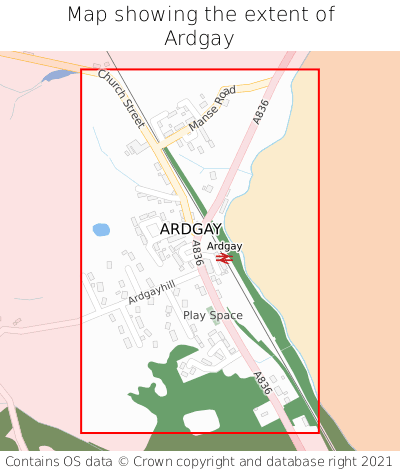 Map showing extent of Ardgay as bounding box