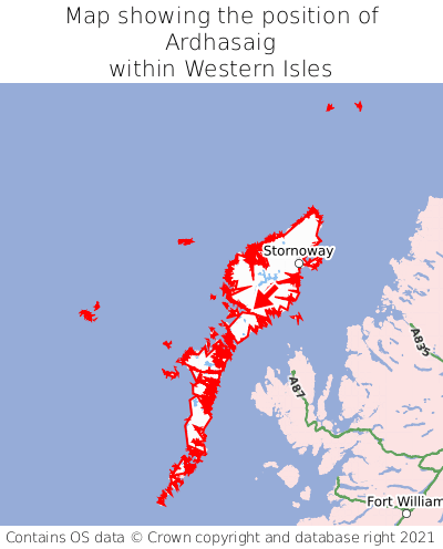 Map showing location of Ardhasaig within Western Isles