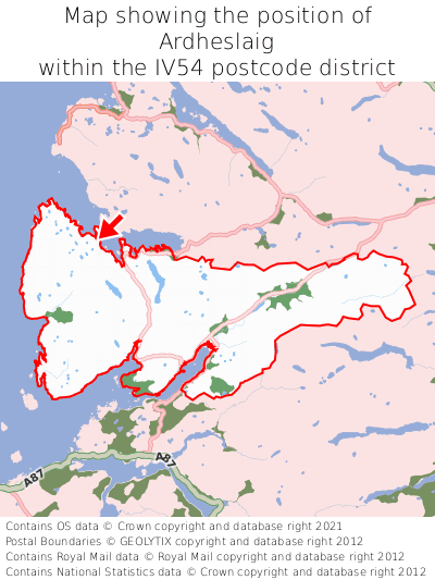 Map showing location of Ardheslaig within IV54