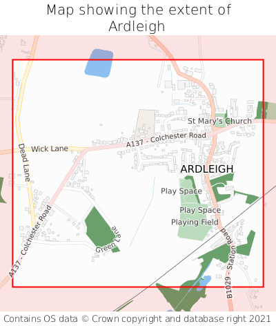 Map showing extent of Ardleigh as bounding box