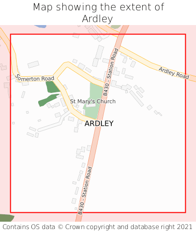 Map showing extent of Ardley as bounding box