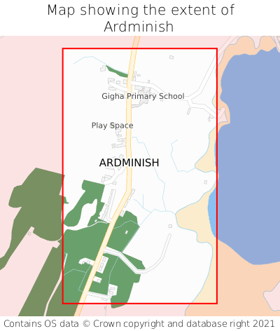 Map showing extent of Ardminish as bounding box