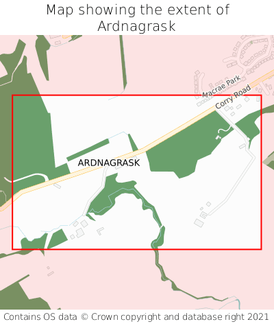 Map showing extent of Ardnagrask as bounding box