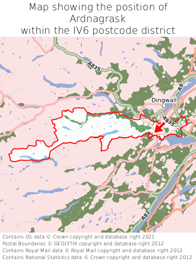 Map showing location of Ardnagrask within IV6