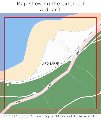 Map showing extent of Ardnarff as bounding box