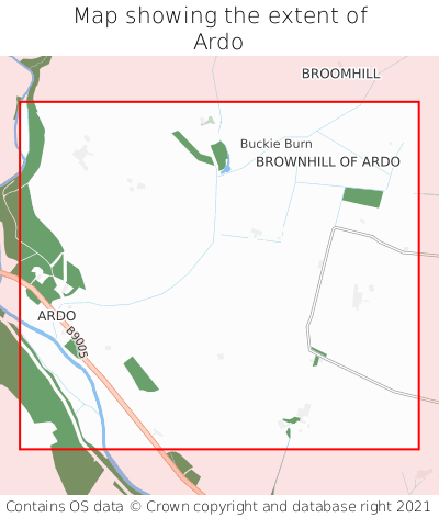 Map showing extent of Ardo as bounding box