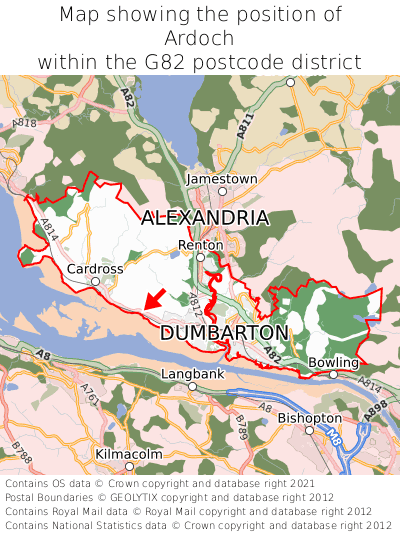 Map showing location of Ardoch within G82