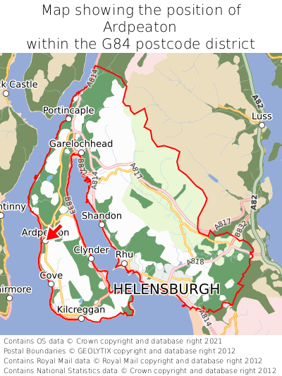 Map showing location of Ardpeaton within G84