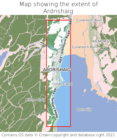 Map showing extent of Ardrishaig as bounding box