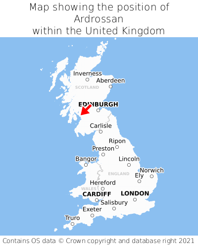 Map showing location of Ardrossan within the UK