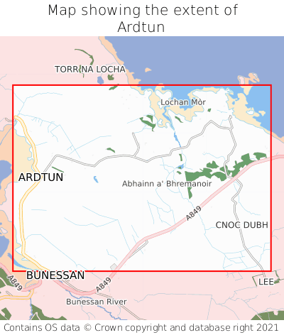 Map showing extent of Ardtun as bounding box