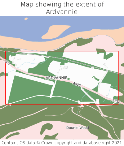 Map showing extent of Ardvannie as bounding box