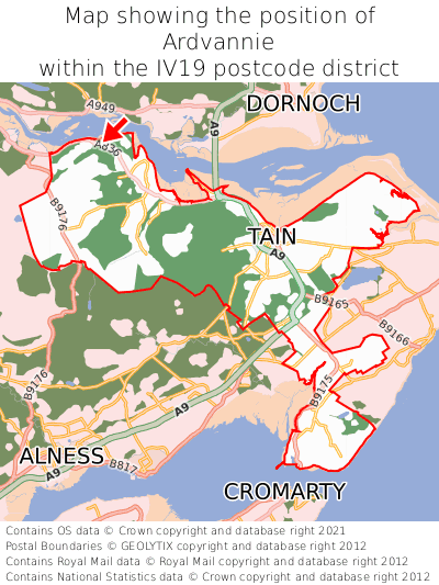 Map showing location of Ardvannie within IV19