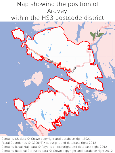 Map showing location of Ardvey within HS3