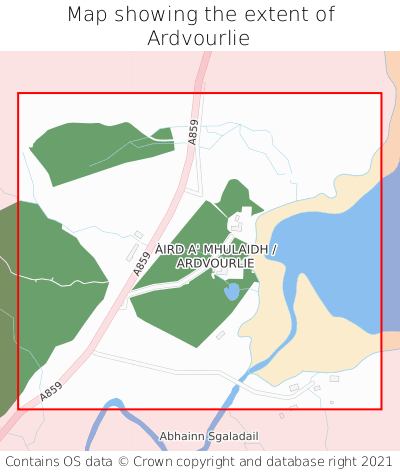 Map showing extent of Ardvourlie as bounding box