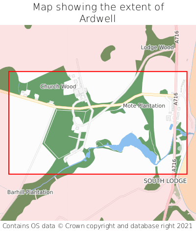 Map showing extent of Ardwell as bounding box