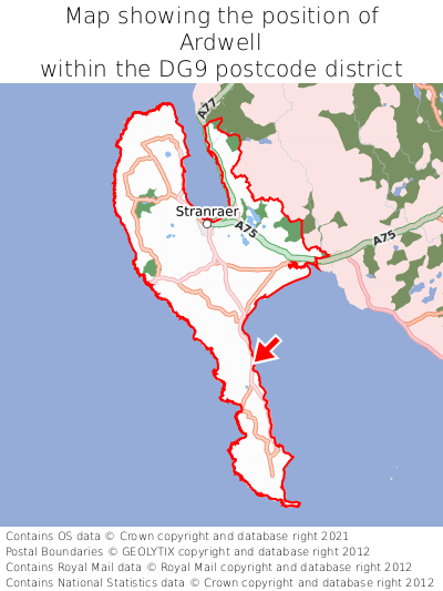 Map showing location of Ardwell within DG9