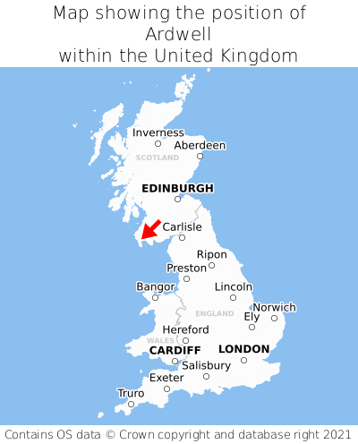 Map showing location of Ardwell within the UK