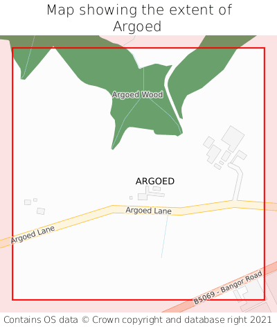 Map showing extent of Argoed as bounding box