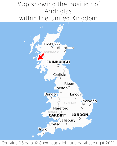 Map showing location of Aridhglas within the UK