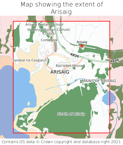 Map showing extent of Arisaig as bounding box