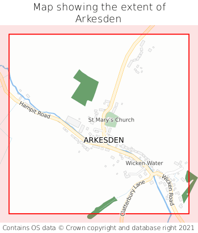 Map showing extent of Arkesden as bounding box