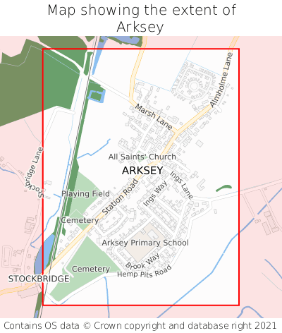 Map showing extent of Arksey as bounding box