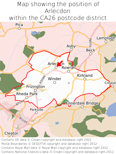Map showing location of Arlecdon within CA26