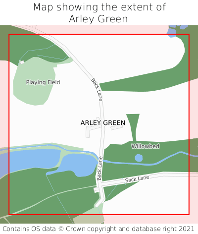 Map showing extent of Arley Green as bounding box