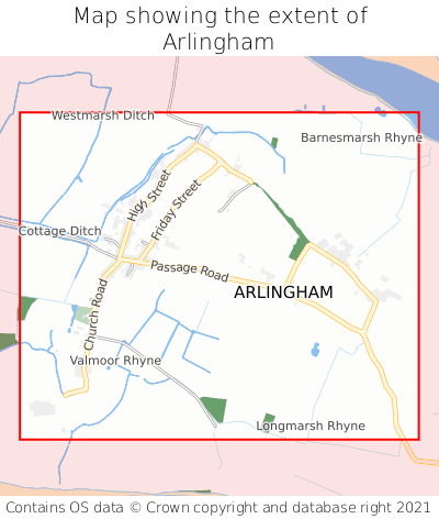 Map showing extent of Arlingham as bounding box