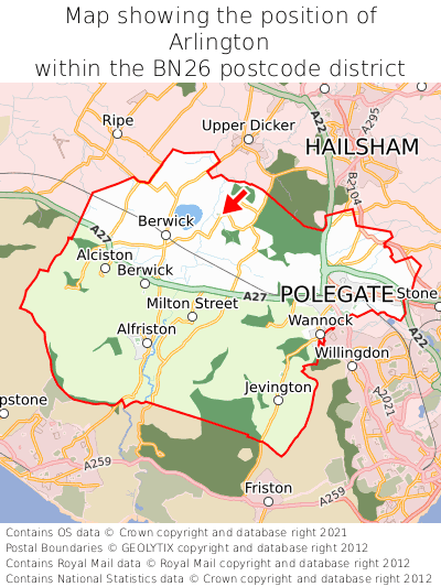 Map showing location of Arlington within BN26