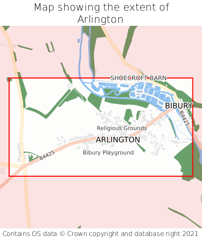 Map showing extent of Arlington as bounding box