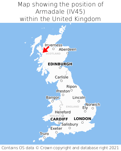 Map showing location of Armadale within the UK