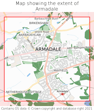 Map showing extent of Armadale as bounding box