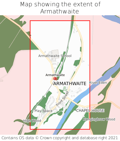 Map showing extent of Armathwaite as bounding box