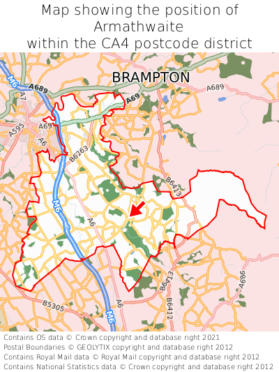 Map showing location of Armathwaite within CA4