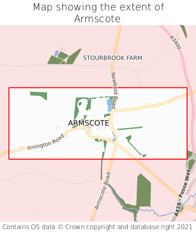 Map showing extent of Armscote as bounding box