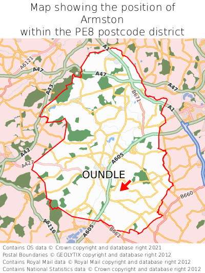 Map showing location of Armston within PE8