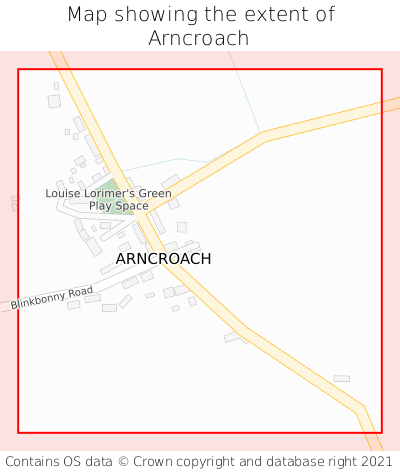 Map showing extent of Arncroach as bounding box