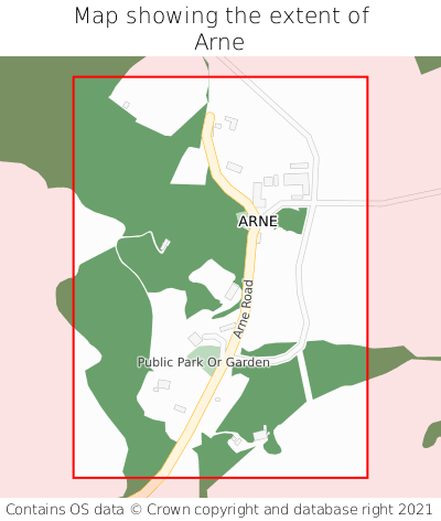 Map showing extent of Arne as bounding box