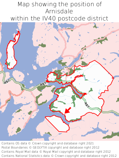 Map showing location of Arnisdale within IV40