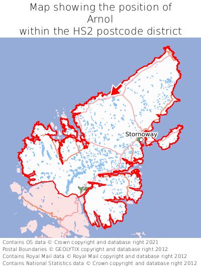 Map showing location of Arnol within HS2