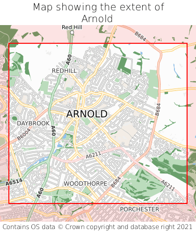 Map showing extent of Arnold as bounding box