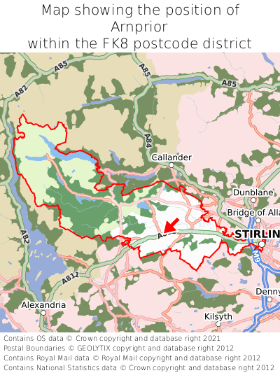 Map showing location of Arnprior within FK8